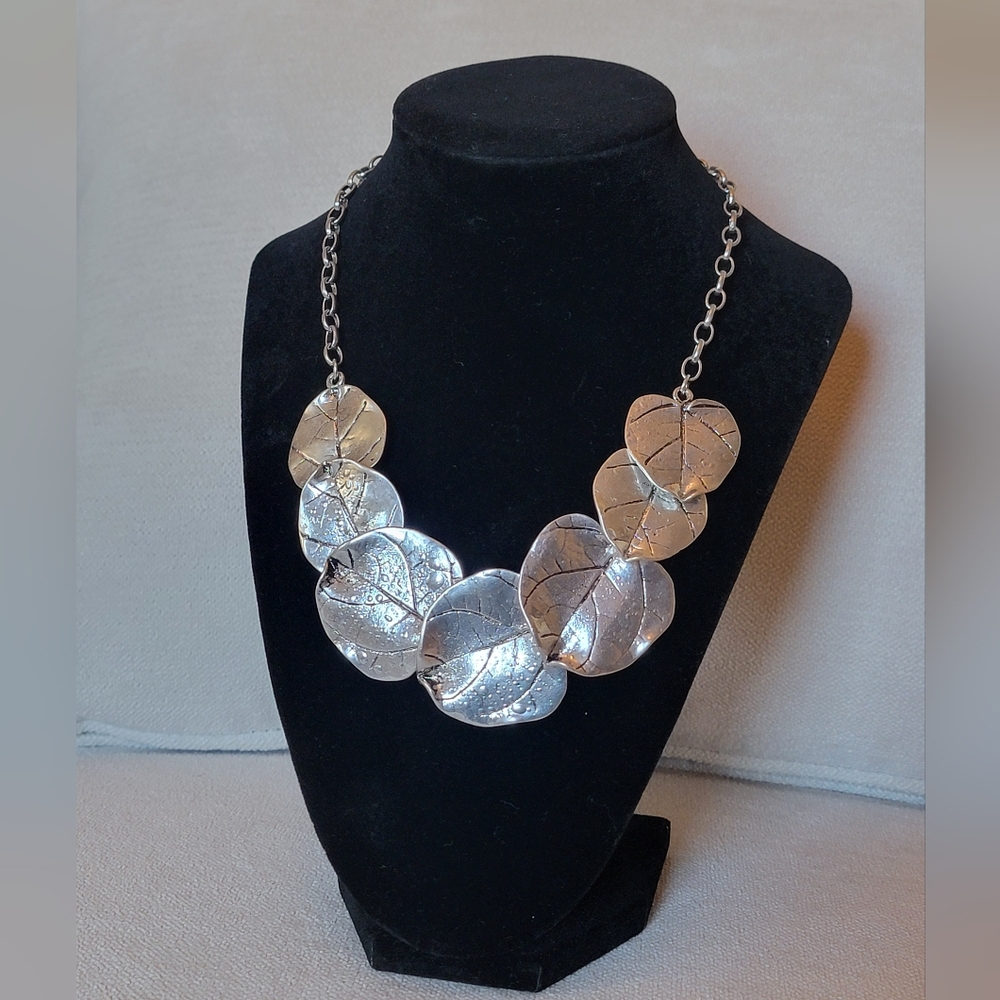 Estate Statement Necklace Leaf Design Adjustable Chain